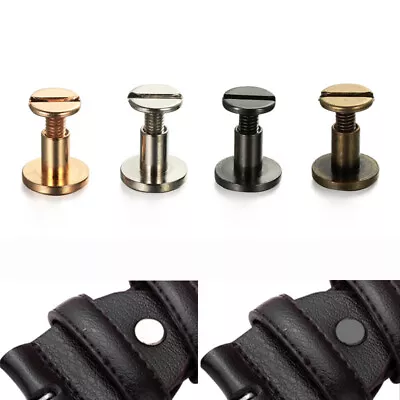 £2.99 • Buy 10SETS Flat Belt Screw Leather Craft Chicago Nail Brass Solid Rivet Stud Heads