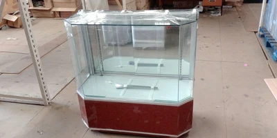 £399.99 • Buy Glass Display Showcase Counter Retail Shop Cabinet 2 Shelves With Lights & Keys