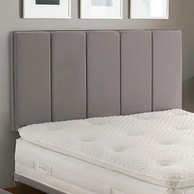 Luxury Modern Linen Vertical Panel Upholstered Fabric Bed Headboard ALL SIZES • £49.98