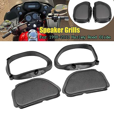 Black Mesh Front Fairing Speaker Grilles For Harley Road Glide FLTR EFI FLTRI US • $32.98