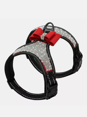 £7 • Buy  Red  Bow  Dog Reflective Harness Nylon Vest Bling Rhinestone Small