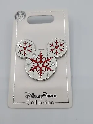 Mickey Icon Red And White Snowflake Holiday Christmas Disney Pin • $17.99