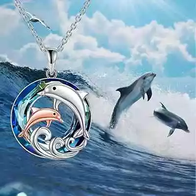 Rainbow Mystical Fire Topaz 925 Sterling Silver Charms Dolphin Pendant Necklace • $19.74