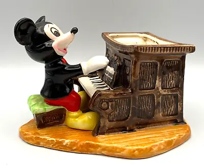 Vintage Walt Disney Productions Mickey Mouse Playing Piano Planter Vase • $31.50