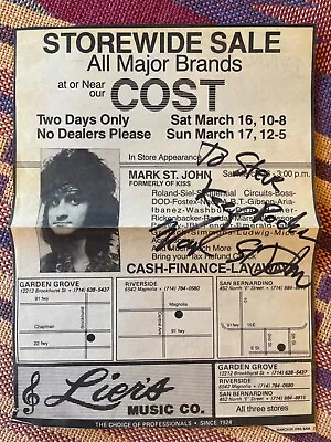 KISS - Mark St John - Autograph - 1985 In-store Appearance RARE!! Free Shipping • $89.99