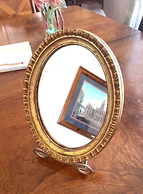 Vtg Gold Gilt Italian Florentine Gilded Ornate Oval Frame Mirror  11  X 8.5  • $29.99