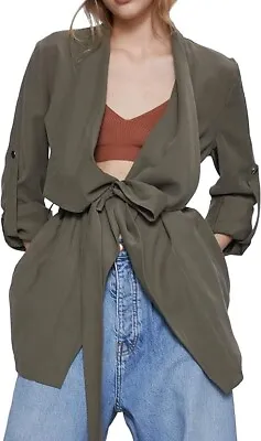 Zara Women Khaki Green Safari Jacket With Belt Size M VGC • $11.09