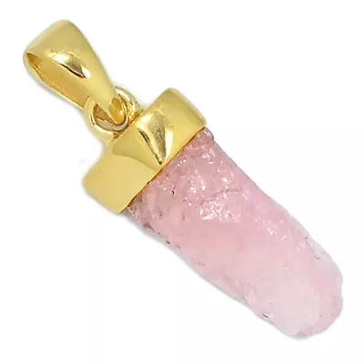 18K Gold Vermeil Natural Morganite Rough Pendant Jewelry CP36727 • $12.99