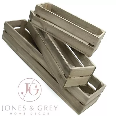 £11.99 • Buy Narrow Trough Wooden Garden Planter Flower Pot Apple Fruit Crates Bushel Boxes