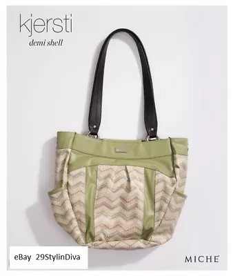 KJERSTI Miche Demi Shell Chevron Pattern Green Trim Side Pockets Discontinued • $30.80