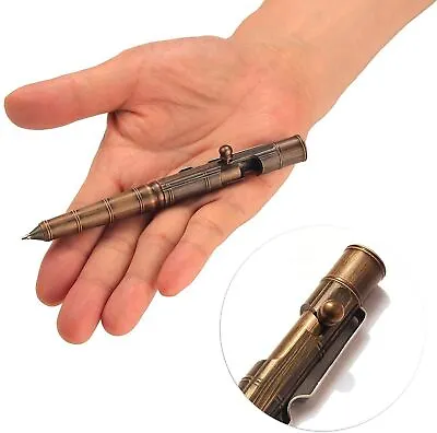 Solid Brass Bolt Action Tactical Pen Bamboo Business Office EDC Pocket Military • $17.78