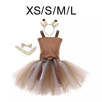 Baby Toddler Girls Giraffe Tutu Dress Costume With Headband Animal Halloween • £15.54