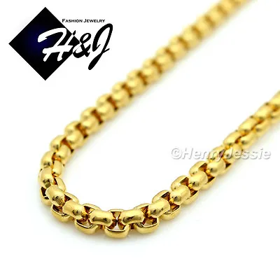 16-36 Men's Women's Stainless Steel 3mm Gold Smooth Box Link Chain Necklace • $11.99