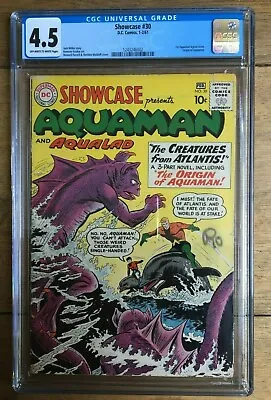 $1058.14 • Buy Showcase #30 CGC 4.5 1st Aquaman Tryout Issue Origin Of Aquaman 