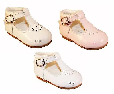 New Girls Infant Sevva First Pram/walking Patent Leather Shoes Party/wedding 2-6 • £14.99