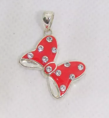 925 STERLING SILVER DISNEY MINNIE MOUSE BOW PENDANT 28x16MM - 3.0G • $12.95