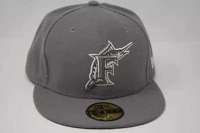 Florida Marlins Miami Marlins MLB New Era 59Fifty Men's Hat Gray Fitted 7 7/8 • $14