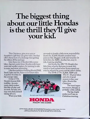 Honda 50R  Minibike Motorcycle Son Christmas Present 1980S Ad Vtg Print Ad 13X10 • $11.53