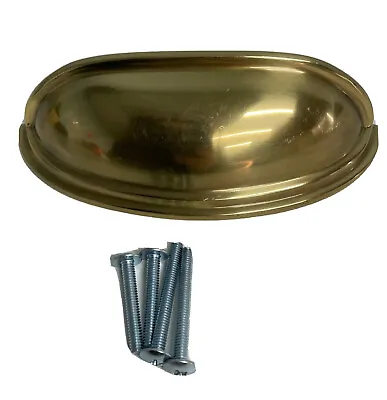 4  Screw Spacing Brass Colored Bin Cup Drawer Pull W/ Screws 1 Piece Open/marks • $8.50