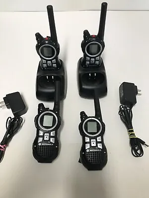 Motorola Set Of 4 Walkie Talkie 2 Way Radios With Charging Base MR350R • $89.99