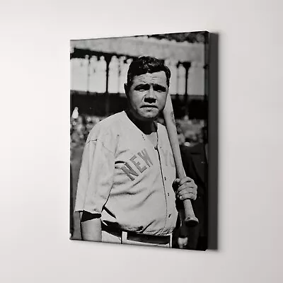 Babe Ruth 1920s New York Yankees Baseball MLB Canvas Wall Art Print • $49