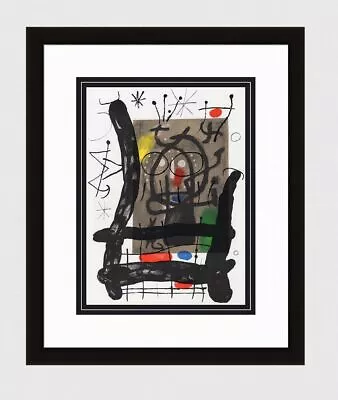 Abstract 1965 JOAN MIRO Original Color Lithograph  Hoot Owl  Gallery Framed COA • $1536.75