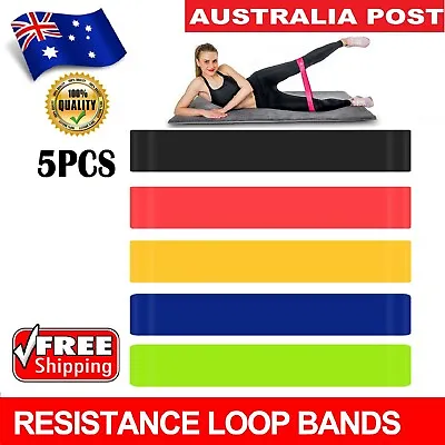 Resistance Bands Loop Set Of 5 Exercise Workout CrossFit Fitness Yoga Booty Band • $20.99