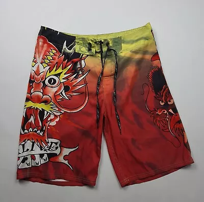 Ed Hardy Christian Audigier  Swim Board Shorts Trunks Skulls  Dragon Size 33 • $39