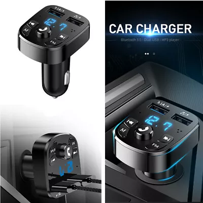 Bluetooth Car Charger FM Transmitters Wireless Handfree Adapter 2 USB MP3 Player • $12.50