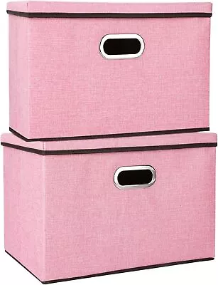 2x Foldable Storage Box With Lids 45x30x30cm Large Collapsible Storage Cube UK • £13.99