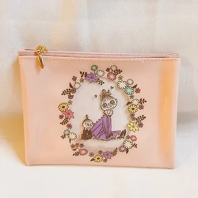 NWOT Kawaii Moomin Flat Waterproof Cosmetic Makeup Pouch / Bag Pink Small Size • $15