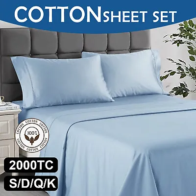 $31.33 • Buy NEW 100% EGYPTIAN COTTON Bed Flat Fitted Sheet Set Soft Single/Double/Queen/King