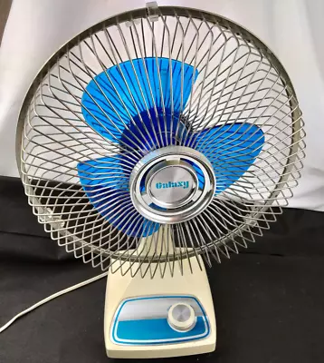 Vintage GALAXY 9  Oscillating 2 Speed Fan Blue Blades • $45