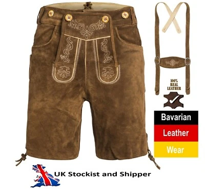 £39.99 • Buy  Lederhosen Leather Mens German Shorts  Trachten Oktoberfest  Beerfest 9