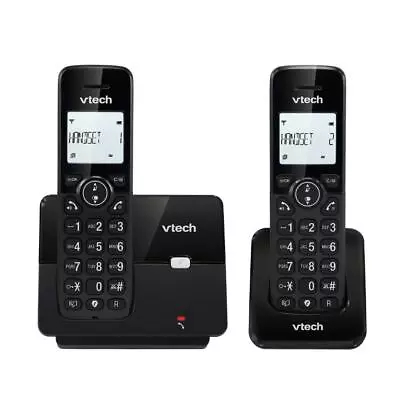 VTech CS2001 Twin Digital Cordless Home Telephone DECT Caller ID Black • £17.99