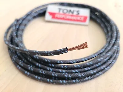 10 Feet Vintage Braided Cloth Covered Primary Wire 12 GA Gauge Black Blue • $9.50