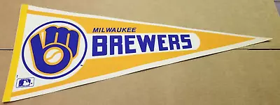 Milwaukee Brewers Pennant 1980s Blue Gold Mitt Ball Old School Vintage • $24.95