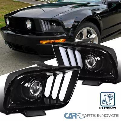 Pearl Black Projector Headlights Fits 2005-2009 Ford Mustang Lamp LED Strip Tube • $185.36