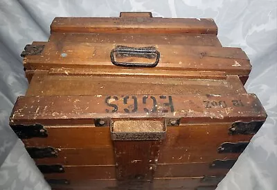 Vintage Wooden Egg Delivery Box Crate The Platt Putney 12 Dozen Egg Box  • $137.66