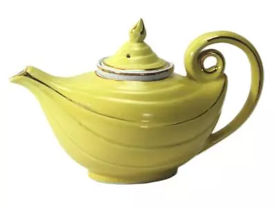 Vintage Hall China 6 Cup Aladdin Genie Teapot With Diffuser Yellow W/Gold Trim • $52