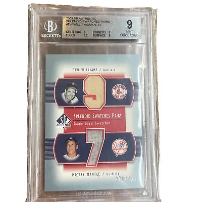 2003 SP Authentic Splendid Swatches Jersey- Mickey Mantle & Ted Williams BGS 9 • $375