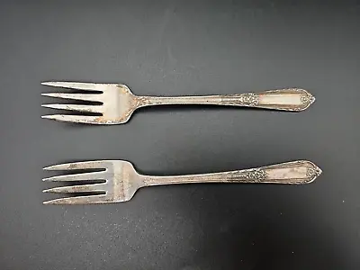 Two (2)  Wm Rogers Cotillion Silverplate Flatware IS Salad Forks • $6.99