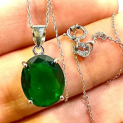 Emerald Necklace 925 Sterling Silver Italy Pendant For Women Lab-created Gift • $15.28
