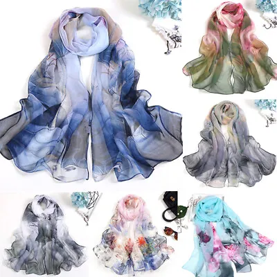 Lady Embroidered Lace Scarf Print Floral Turban Wrap Shawl Yarn Silk Headscarf • £4.79