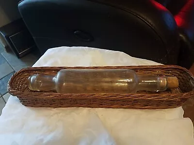 Vintage Glass Rolling Pin With Cork And Stand Basket Holder • $20