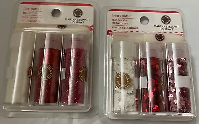 2 MARTHA STEWART Glitter Sets ~ VALENTINES HEART Shaped & FINE GLITTER - NEW • $28.99