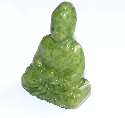 Nephrite Jade Carved Sculpture Seated Shakyamuni  Buddha Praying ( Green Jade) • £25