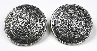 Mexico Stamped Sterling Silver Earrings W/ Aztec / Mayan Design • $17.99