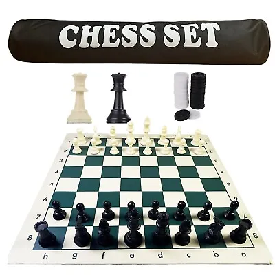 GETORIUM Tournament Chess Set: Portable Chess & Checkers Set With Carrying Bag • $21.99