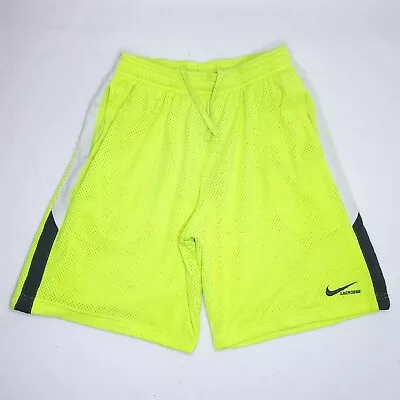Nike Lacrosse Dri-Fit Mens Medium Mesh Shorts Neon Volt Green Drawstring Pockets • $29.99